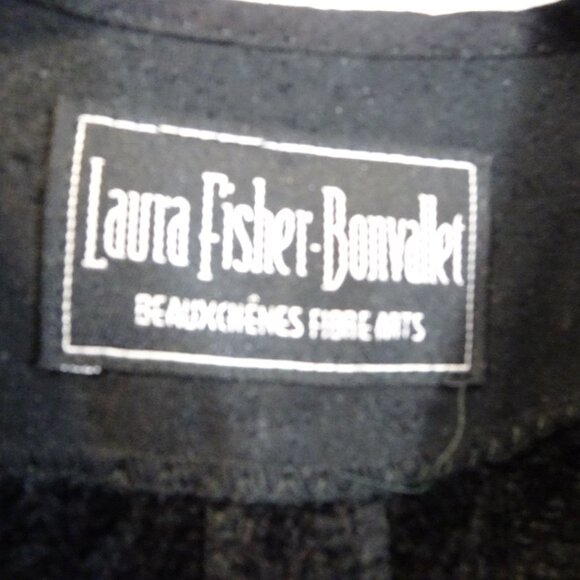 Laura Fisher-Bonvallet Beauxchenes Fibre Arts Chenille Vest Size 3 Black White - Picture 6 of 9